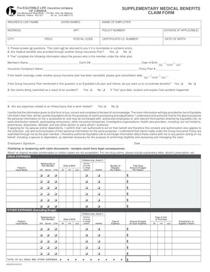 Equitable Life Canada Medical Claim Form