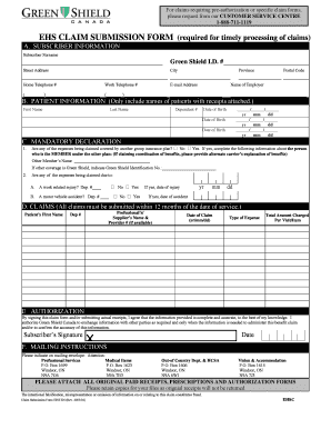 Green Shield Canada EHS Claim Submission Form