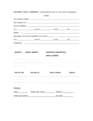 Equipment Rental Agreement