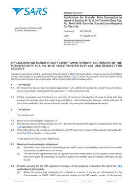 Transfer Duty Exemption Application