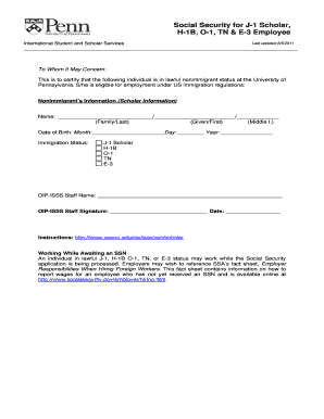 Social Security Certification for Nonimmigrant Employees