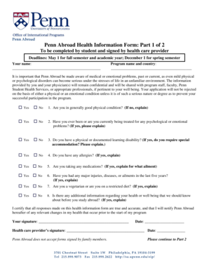Penn Abroad Health Information Form