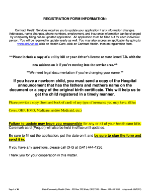 Siletz Community Health Clinic Registration Form