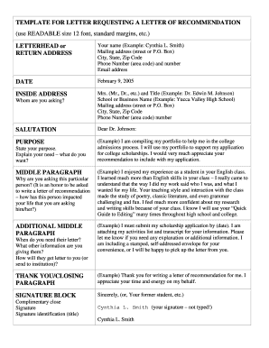 Letter Requesting a Letter of Recommendation