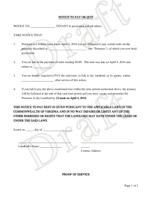 Virginia Notice to Pay or Quit