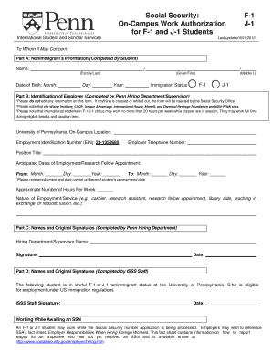 On-Campus Work Authorization Form for F-1 and J-1 Students