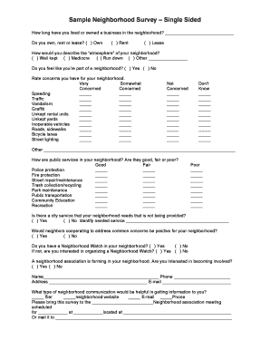 Neighborhood Survey Form