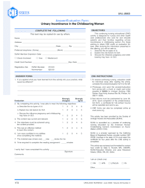 Urinary Incontinence Evaluation Form