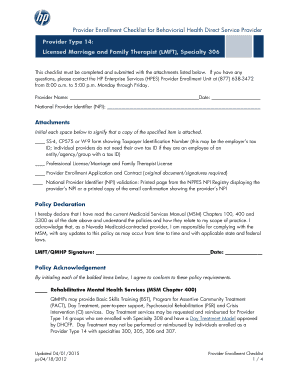 Provider Enrollment Checklist for Behavioral Health
