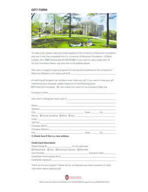 University of Wisconsin Gift Form