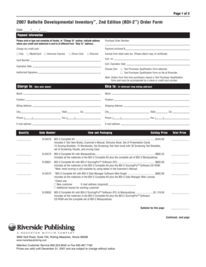 2007 Battelle Developmental Inventory Order Form