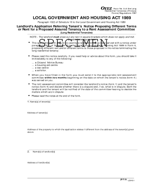 Landlord's Application for Rent Assessment Committee