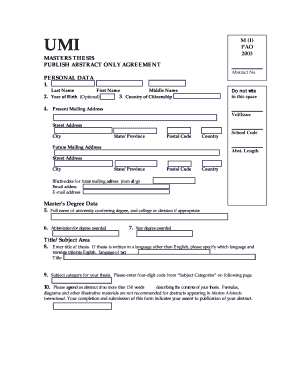 Master’s Thesis Abstract Publication Agreement