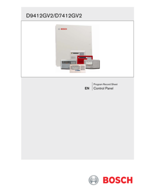Bosch Security System Program Record Sheet