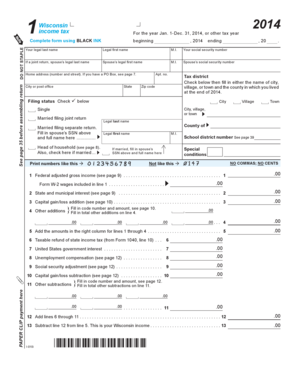Wisconsin 2014 Income Tax Form