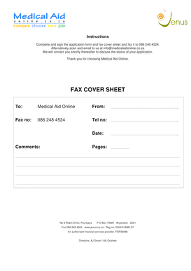 South Africa Medical Aid Membership Application Form