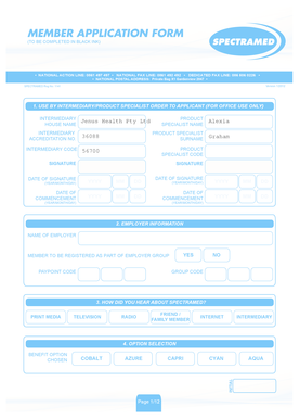 Spectramed Medical Aid Application Form
