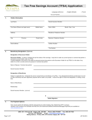 Tax Free Savings Account Application