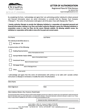 Letter of Authorization for Financial Information