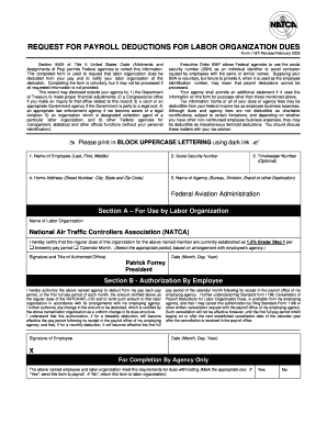 Request for Payroll Deductions for Labor Organization Dues