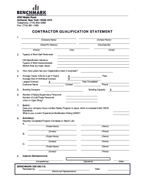 Contractor Qualification Statement