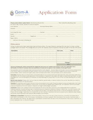 Gem-A Membership and Course Application Form