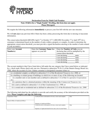 Declaration Form for Multi-Unit Premises
