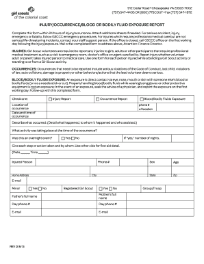Injury/Occurrence/Blood Exposure Report