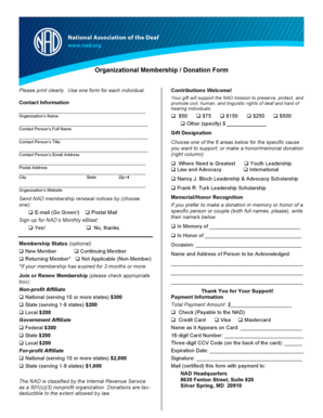 NAD Membership and Donation Form
