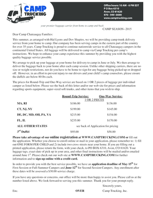 Camp Trucking Luggage Service Application