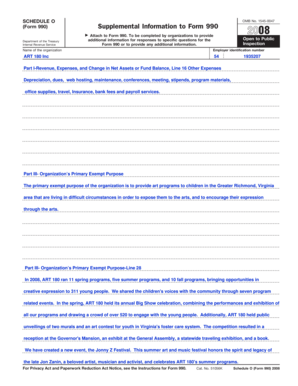 Schedule O (Form 990) Supplemental Information