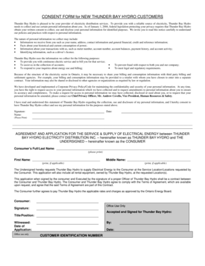 Thunder Bay Hydro Customer Consent Form