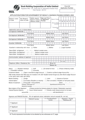 Application Form for 8% Government of India Savings Bonds