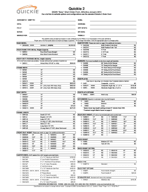 Quickie 2 Easy Short Order Form