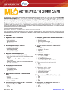 West Nile Virus Continuing Education Test