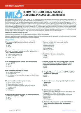 Serum Free Light Chain Assays Continuing Education Test
