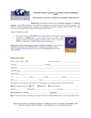 International Journal of Infectious Diseases Subscription Form