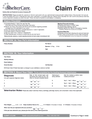Pet Insurance Claim Form