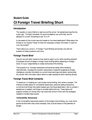 Fillable Online CI Foreign Travel Briefing Short Fax Email Print ...