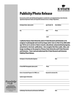 Kansas State University Photo Release Form