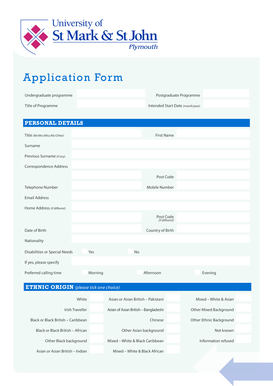 University of St Mark and St John Application Form