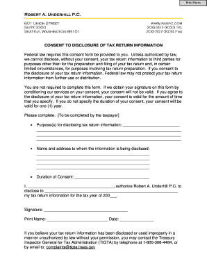 Consent to Disclosure of Tax Return Information