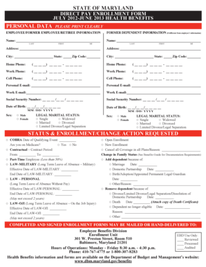 Maryland Direct Pay Enrollment Form