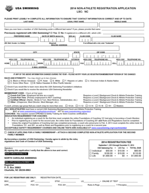 USA Swimming Non-Athlete Registration Application
