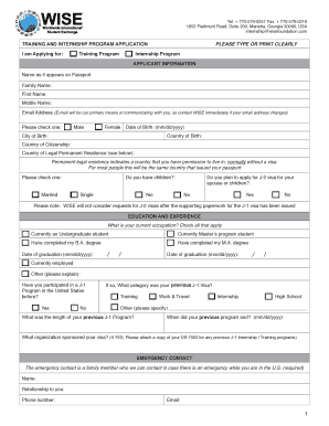 Training and Internship Program Application