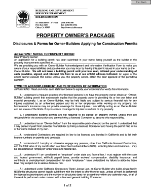 California Owner-Builder Acknowledgment Form