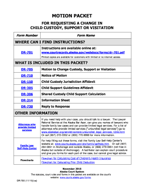 Alaska Child Custody Modification Motion Packet