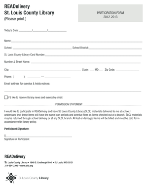 St. Louis County Library READelivery Participation Form