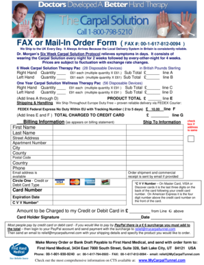 Carpal Solution Order Form