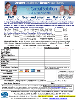 Carpal Solution Order Form